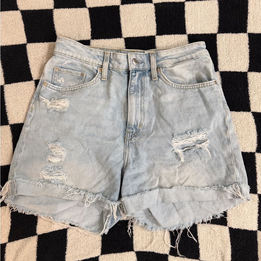 H&M Light Blue Ripped Jean Shorts
